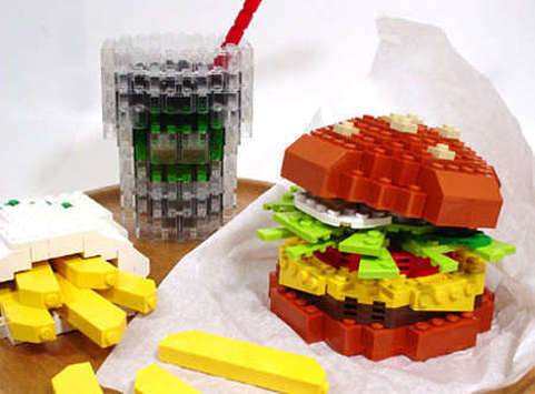 burger meal lego brick food creation