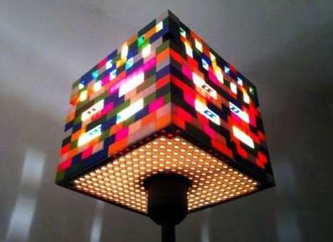 funky lego building brick lamp shade creation