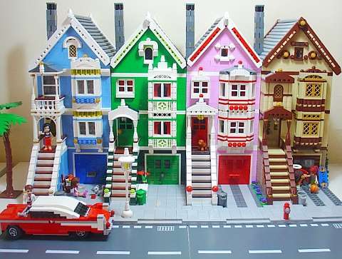 Lego building brick town creation