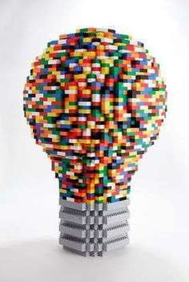 a huge lego brick light bulb creation